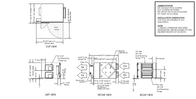 Dimensional drawing for TRC1600V models.