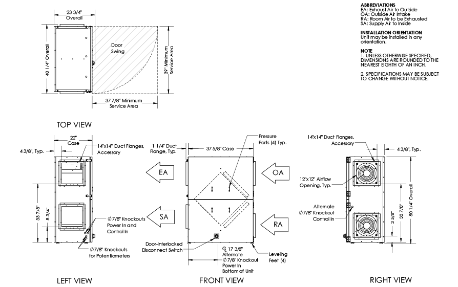 Dimensional drawing for the TRCeN800 model.